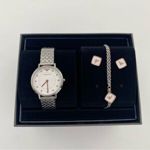 Emporio Armani Women's Two-Hand Silver-Tone Stainless Steel Watch